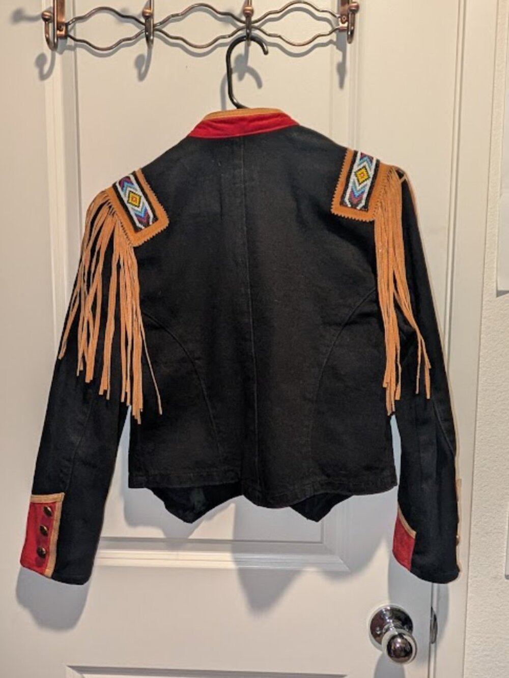 Phoenix USA Frontier Collection Black Suede Leather Fringe Beaded Jacket - Picture 3 of 3